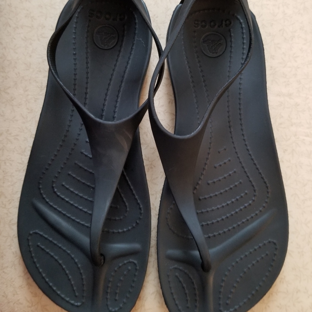 Women's Crocs Black Sexi Flip Size 7 NWOT